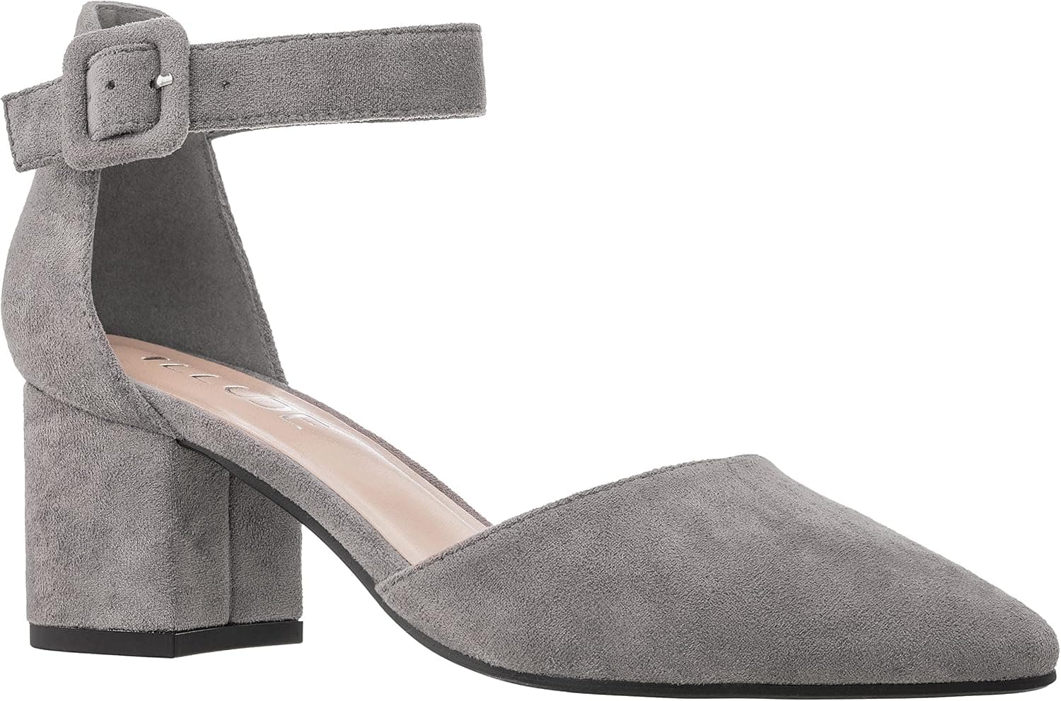 ILLUDE Women’s Heels Pointy Closed Toe Pump Ankle Strap Chunky Low Block Heels