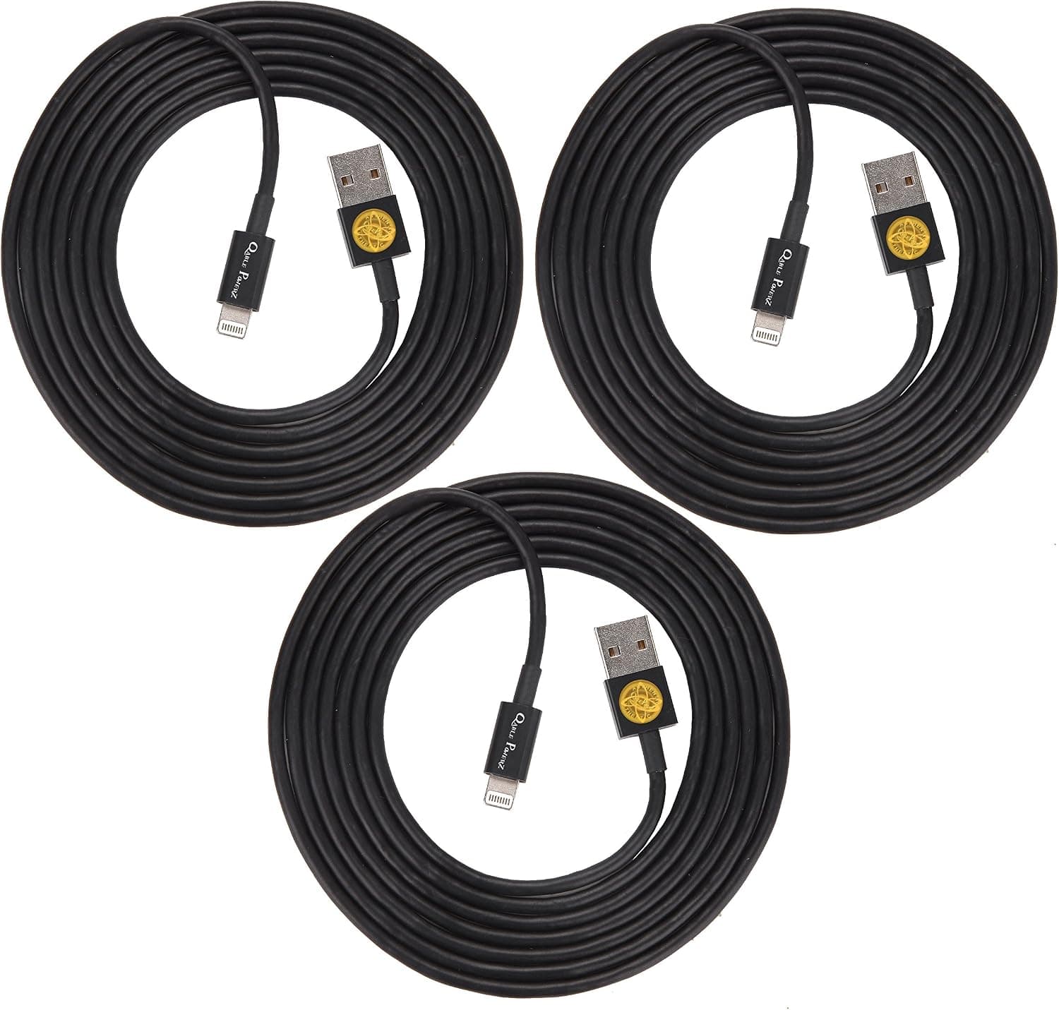 3PCS of Heavy-Duty Lightning to USB Sync Charger Data Cable Cord 6ft / 2m for iPhone 5s / 5c / 5, iPhone 6 / 6plus, ipad Air/Mini/iPod Touch 5 and Nano 7(Black Black Black)