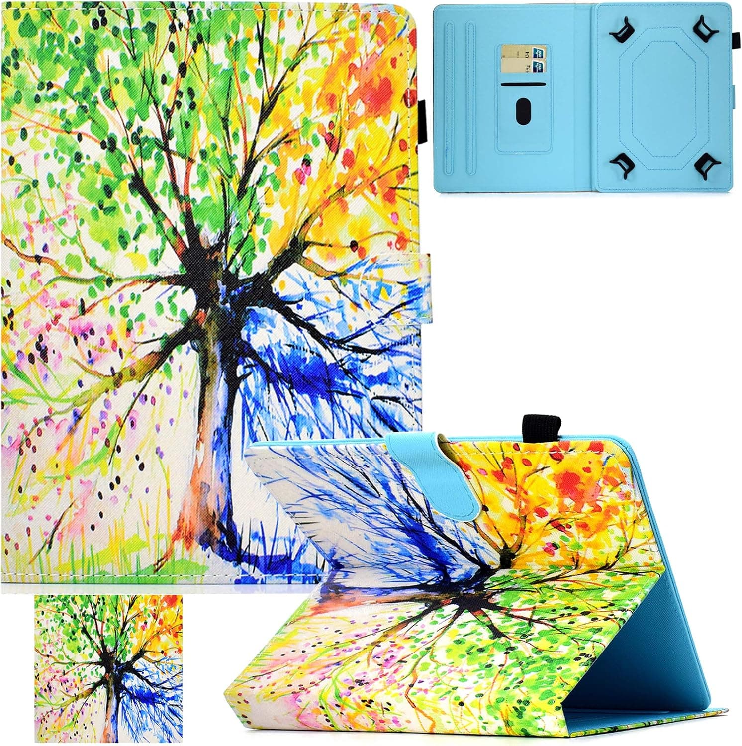 Artyond Universal 9.5-10.5 Inch Tablet Case,Folio Stand Card Slots Case for iPad 9.7 2018 2017/iPad Air 5 4 2 1/Galaxy Tab 3 10.1/Tab 4 10.1/Tab S3 9.7/Tab A 9.7/Tab E 9.6/Fire HD10, Colorful