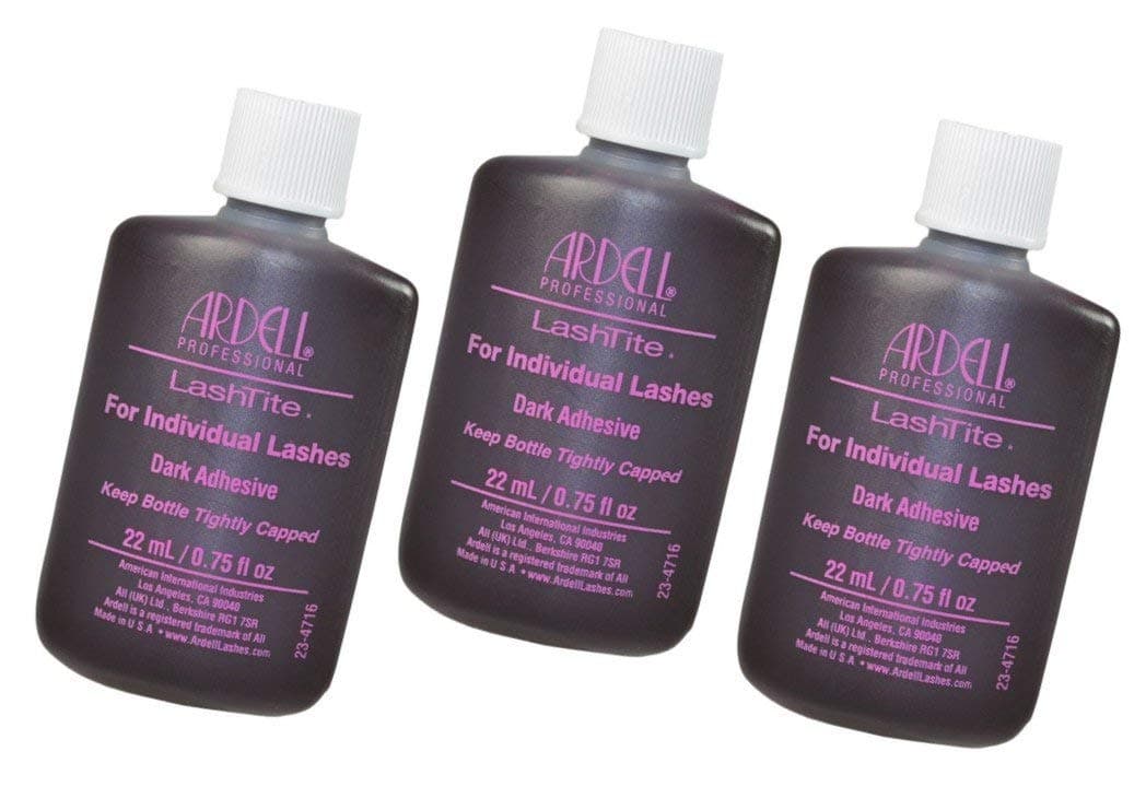 Ardell Lashtite Eyelash Adhesive Glue-Dark For Individual Lashes USA - Size 0.75 fl oz / 22ml (Pack 3)