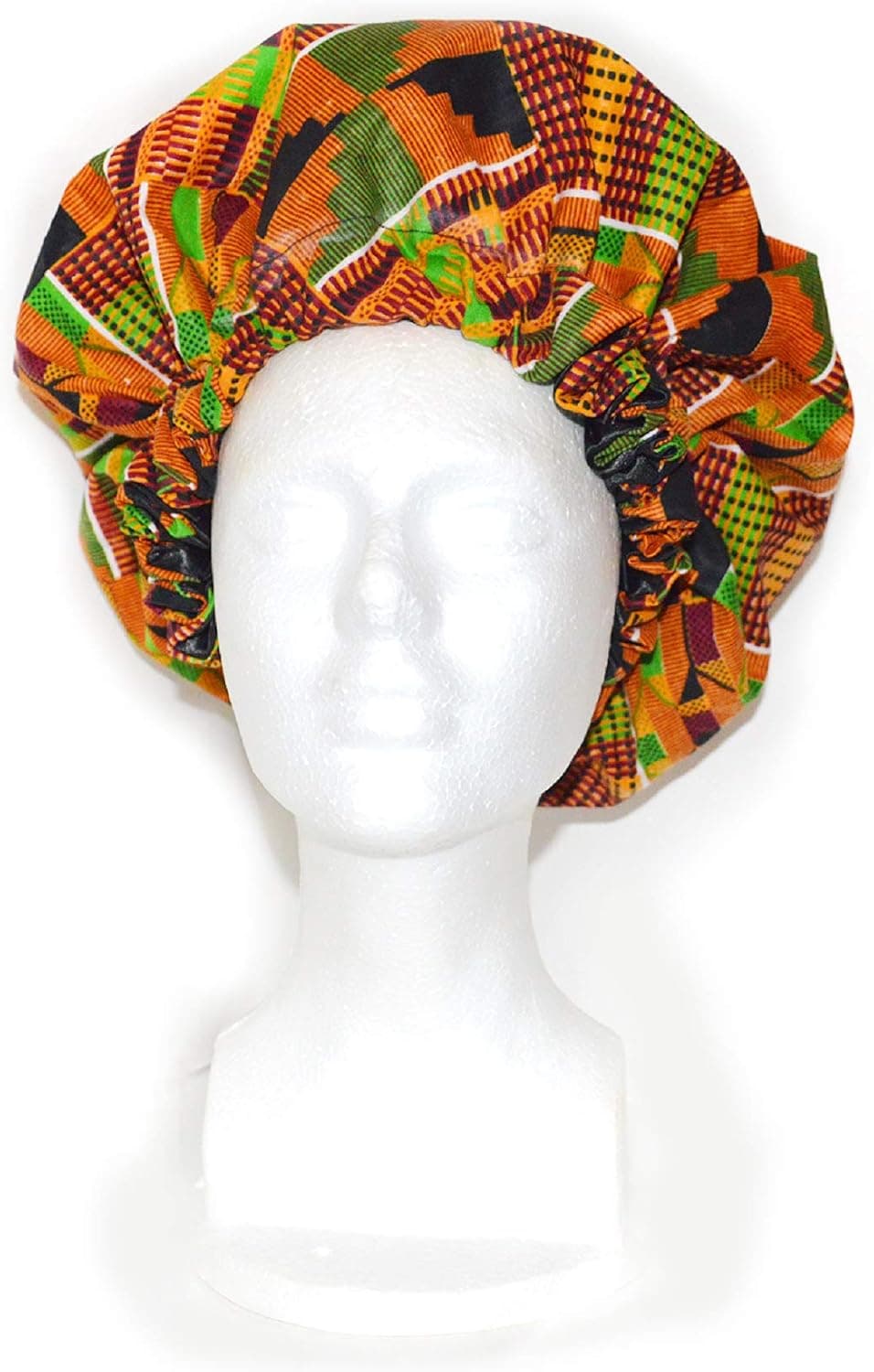 African Print Kente Ankara Hair Bonnet Hat Cotton Satin Sleep and Stylish Wear Cap Premium Elastic Band