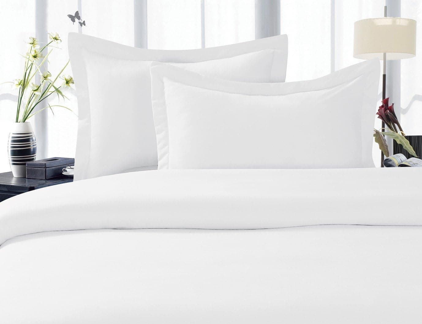 Elegant Comfort Luxury Pillowcases on Amazon 1500 Thread Count Egyptian Quality Super Soft Wrinkle Free 2-Piece Pillowcases, King Size - White