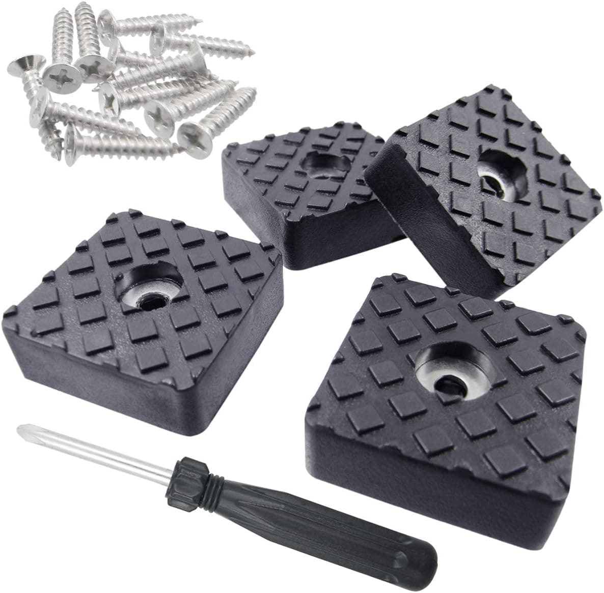 Qualtiy Yes QY 12PCS Black Color Large Size Square Shape Rubber Non Slip Non Skid Feet Pad for Table Desk Chair and Sofa with Screw and Screwdriver