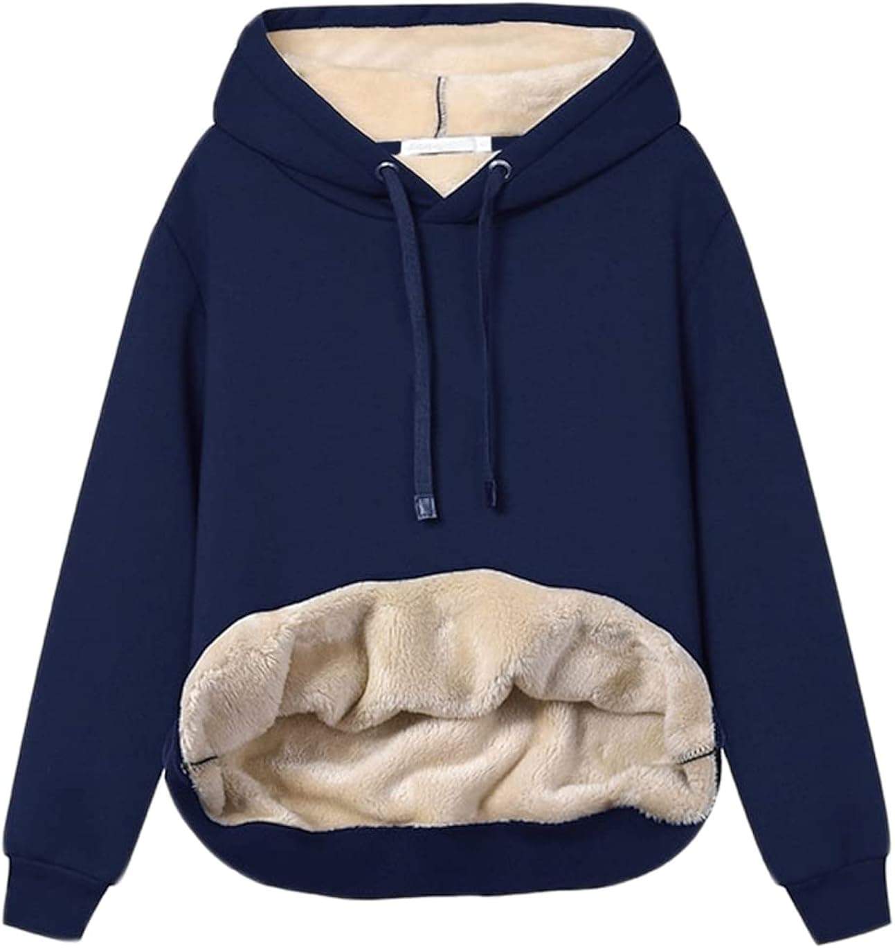Haellun Womens Casual Winter Warm Fleece Sherpa Lined Pullover Hooded Sweatshirt