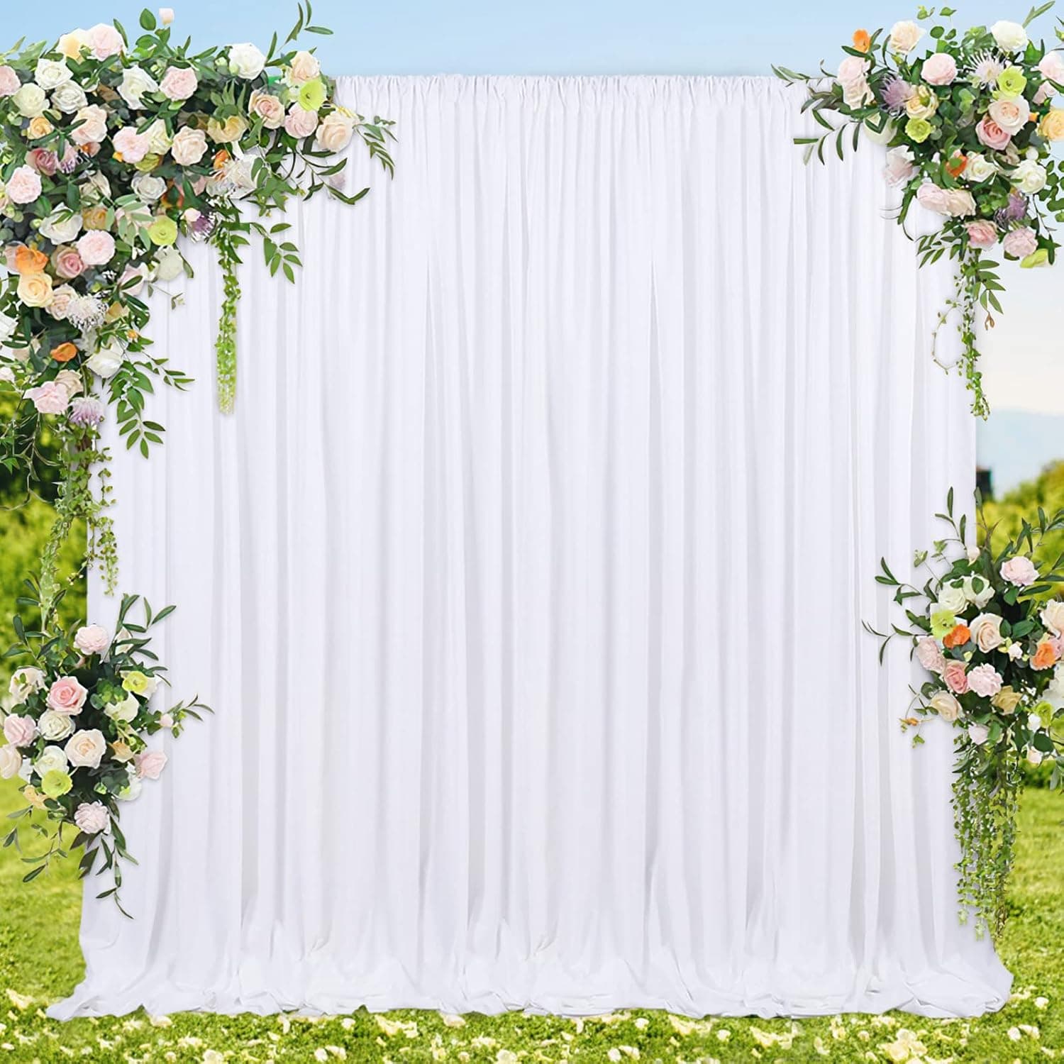 White Backdrop Curtain Polyester Backdrop for Wedding Party Baby Shower Birthday Photography Ceremony 5ft x 8ft 2 Panels