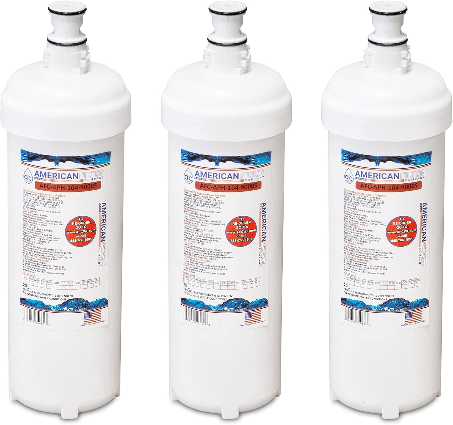 American Filter Company 3 Pack (TM) Brand Water Filter AFC-APH-104-9000S (Comparable with Aqua-Pure (R) HF25-MS Filter)