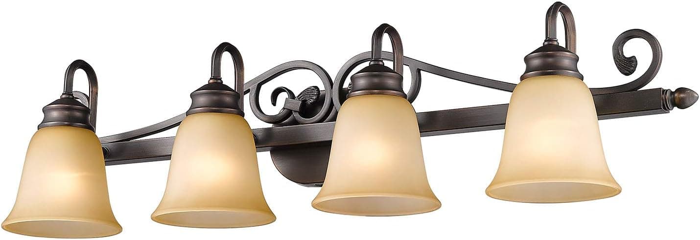 Golden Lighting 4074-4 RBZ Belle Meade Bath Fixture, Size:37 in x 9 in x 8 in (W x H x E), Rubbed Bronze