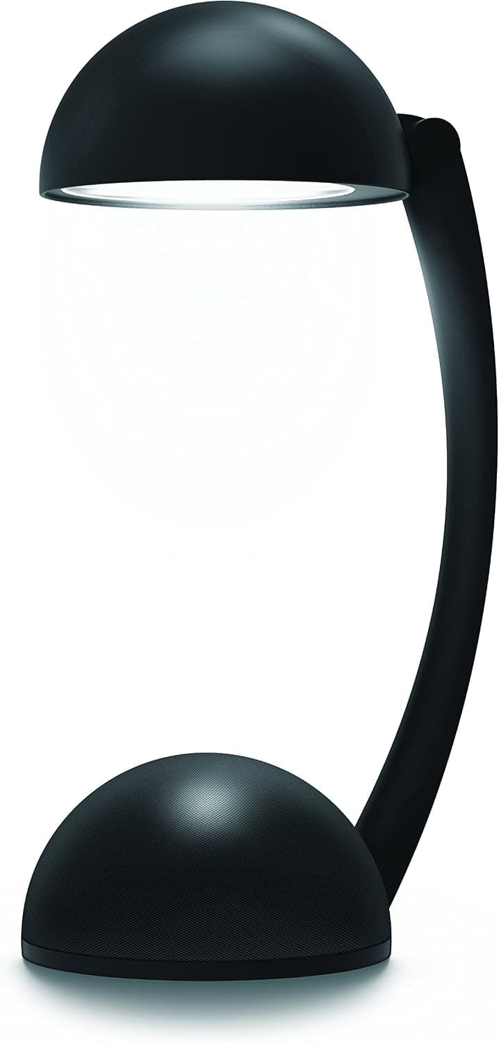 Sharper Image Wireless Bluetooth Desk Lamp Speaker with Bright Led Light, Universal & Rechargeable (Black)