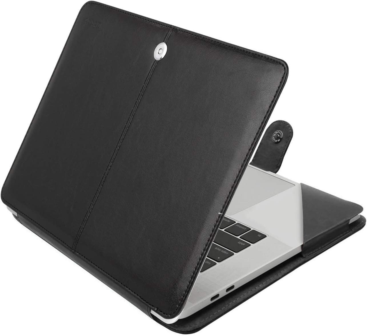 MOSISO Compatible with MacBook Pro 16 inch Case 2020 2019 Release A2141 with Touch Bar Touch ID, PU Leather Portfolio Protective Case Stand Cover Sleeve, Black