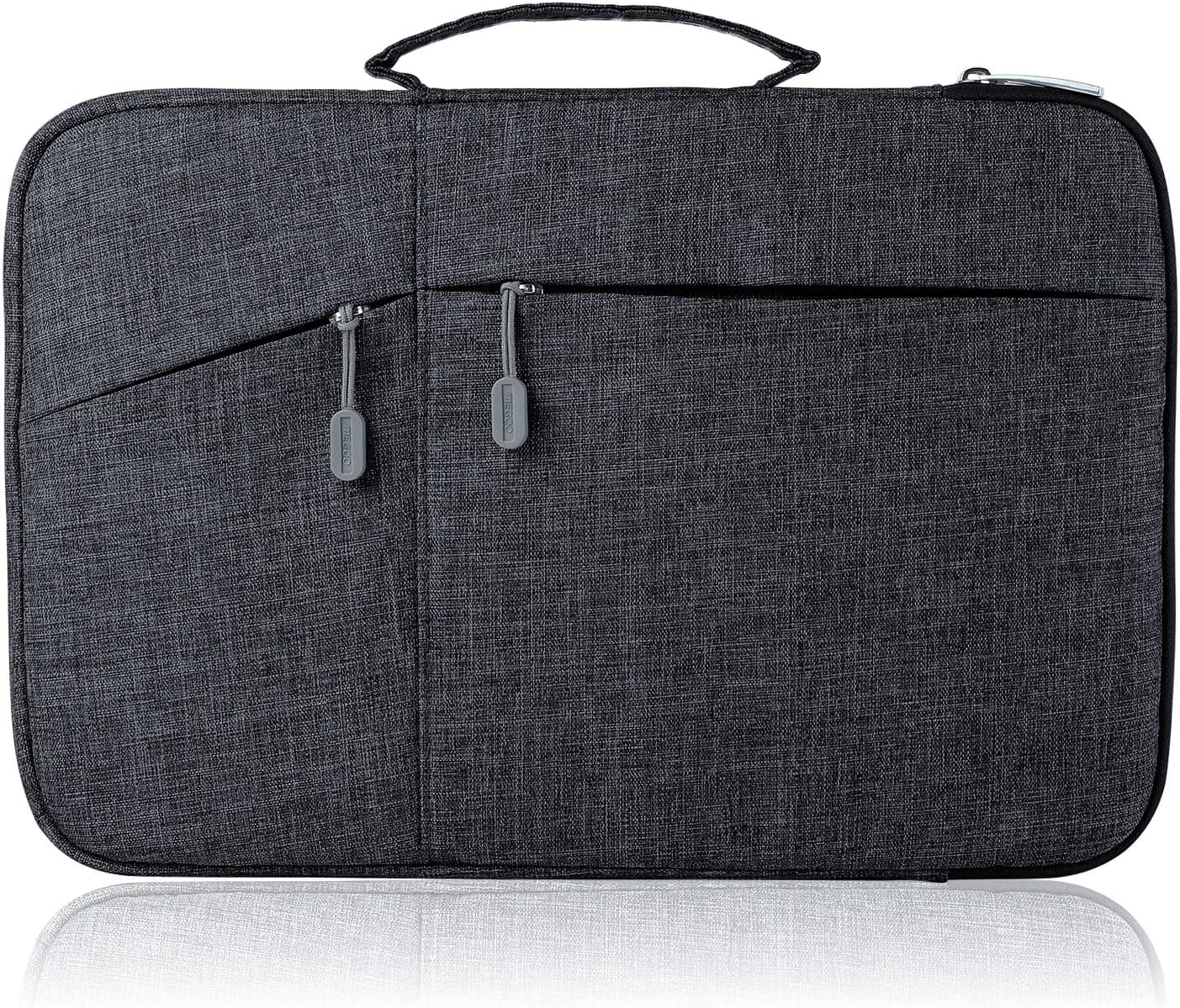 Megoo 15inch Laptop Sleeve Case Bag for MacBook Pro/ Pro Retina 15inch, 14" 15" Macbook/Dell/Chromebook/Samsung/Google Tablet Laptop Slim Water Resistant Carrying Case with Handle (14-15", Black)