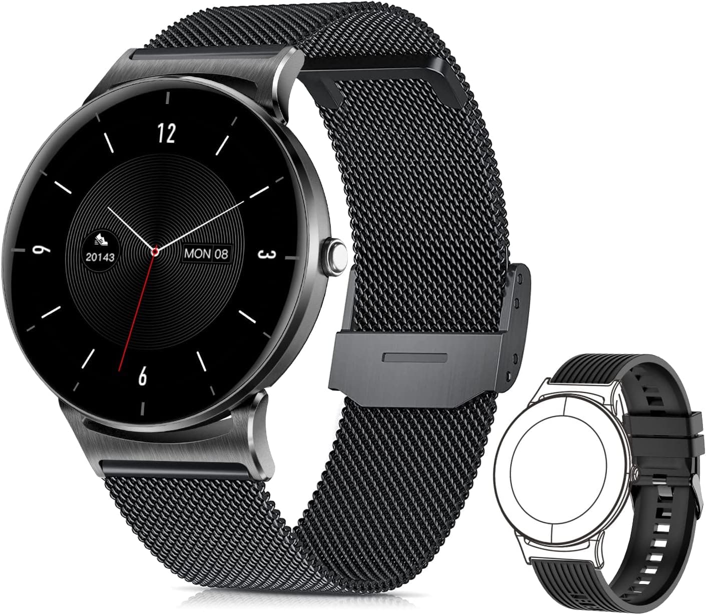 Kumi Smart Watch for Men Activity Tracker Men for Android Phones and iOS with 24/7 Body Temperature, HR & SpO2 Monitor Smartwatch with 24 Sport Modes & IP67 Waterproof