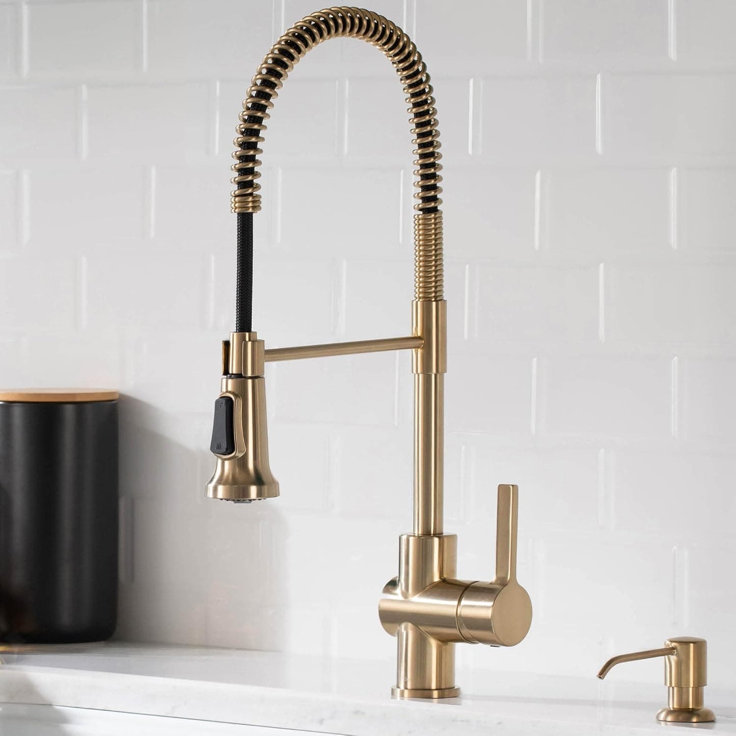 Kraus KPF-1690BG Britt Pre-Rinse/Commercial Kitchen Faucet with Dual Function Sprayhead in all-Brite Finish, Brushed Gold