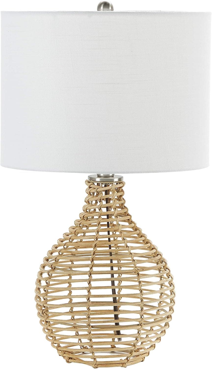Silverwood Bryce 20.5" Rattan Table Lamp with White Linen Drum Shade