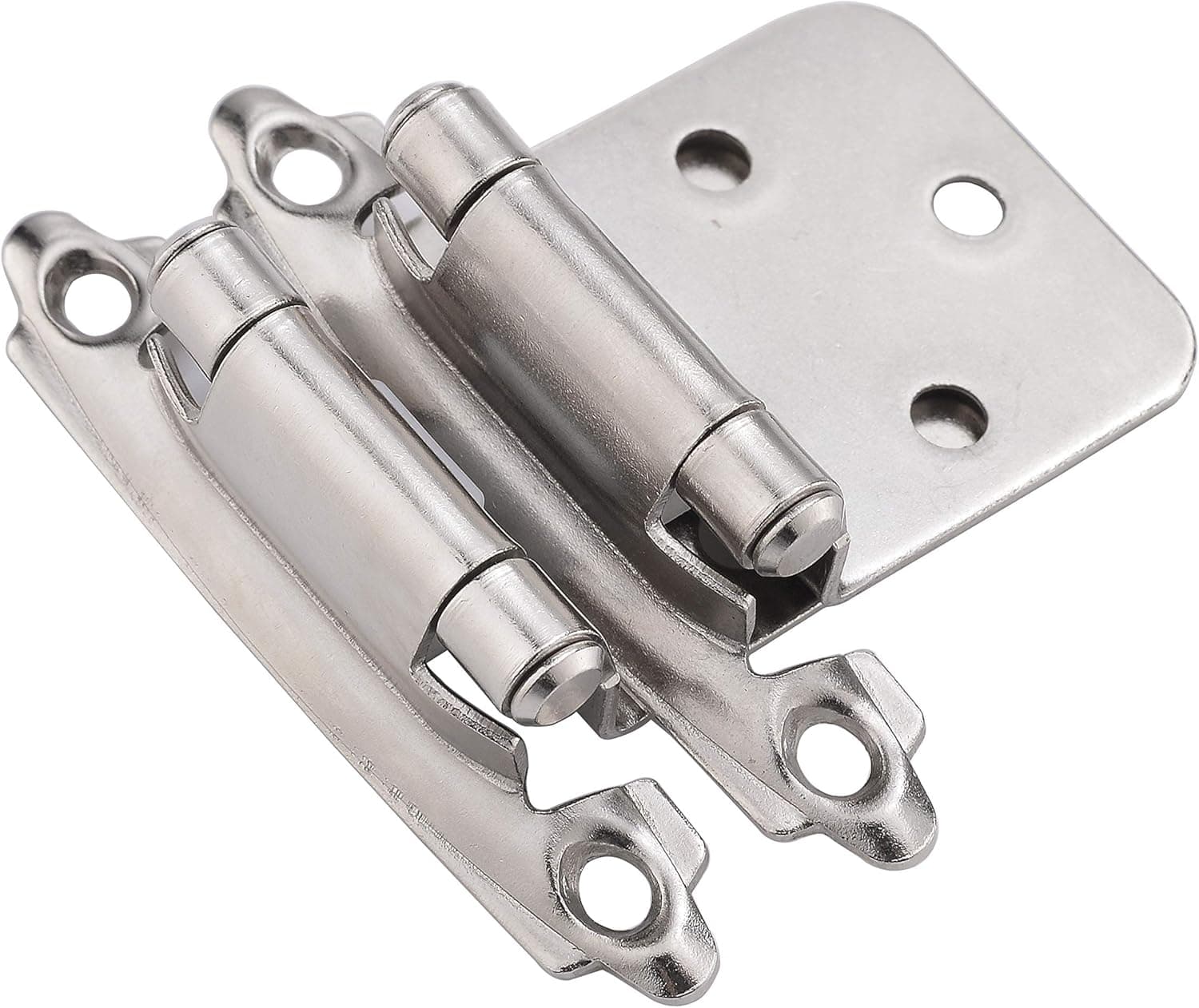 KINGO HOME Face Mount Self Closing Cabinet Variable Overlay Satin Nickel Hinges, 20-Pack