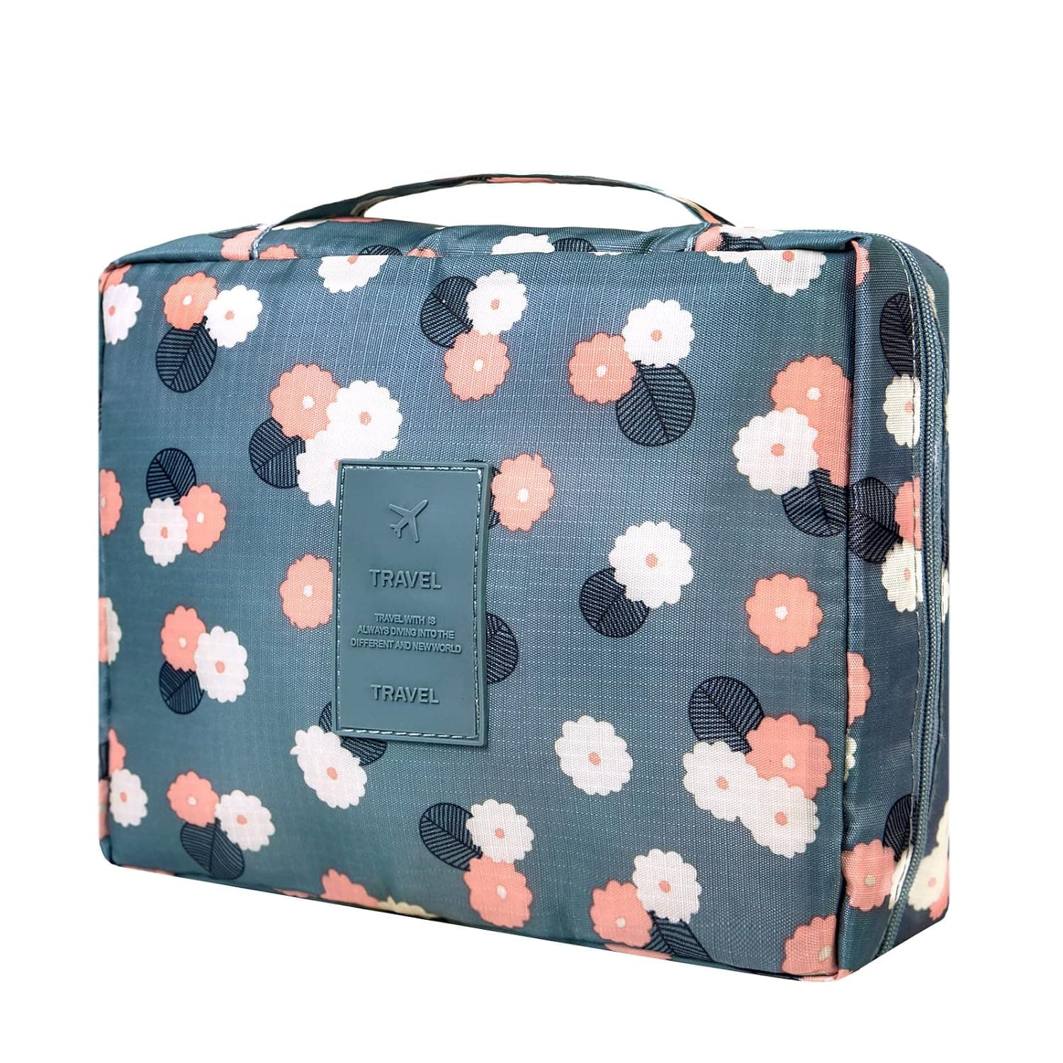 AFSTEE Travel Makeup Bag, Portable Cosmetic Toiletry Bags, Square Large Storage Bag with Zipper, Valentine Gifts for Her Women Girls