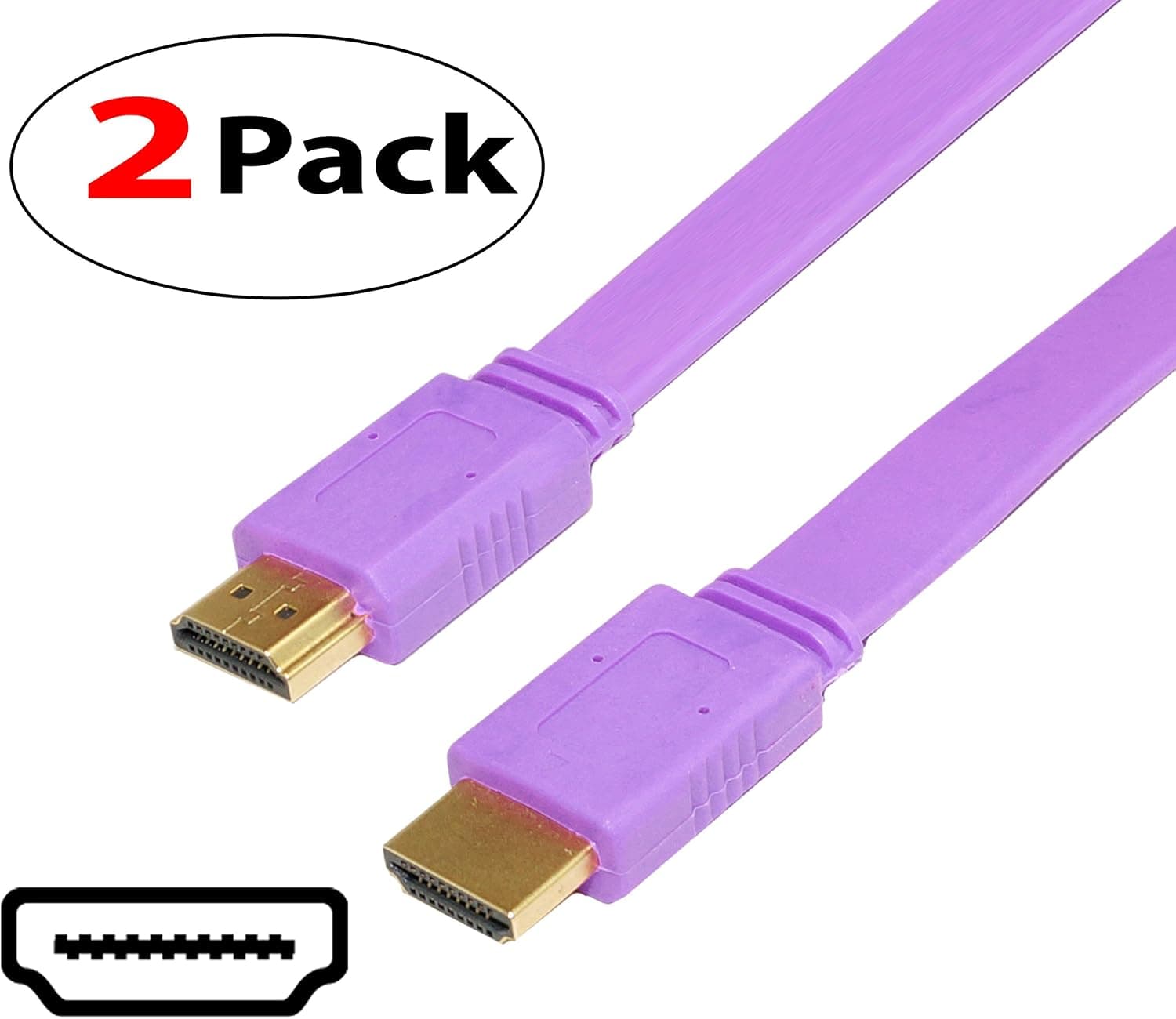 SaiTech IT (2 Pack) (1.5M - 150 cm - 4.5 Foot) Super FLAT HDMI Male to HDMI Male Cable TV Lead 1.4V High Speed Ethernet 3D Full HD 1080p - Support All HDMI Devices (Purple)