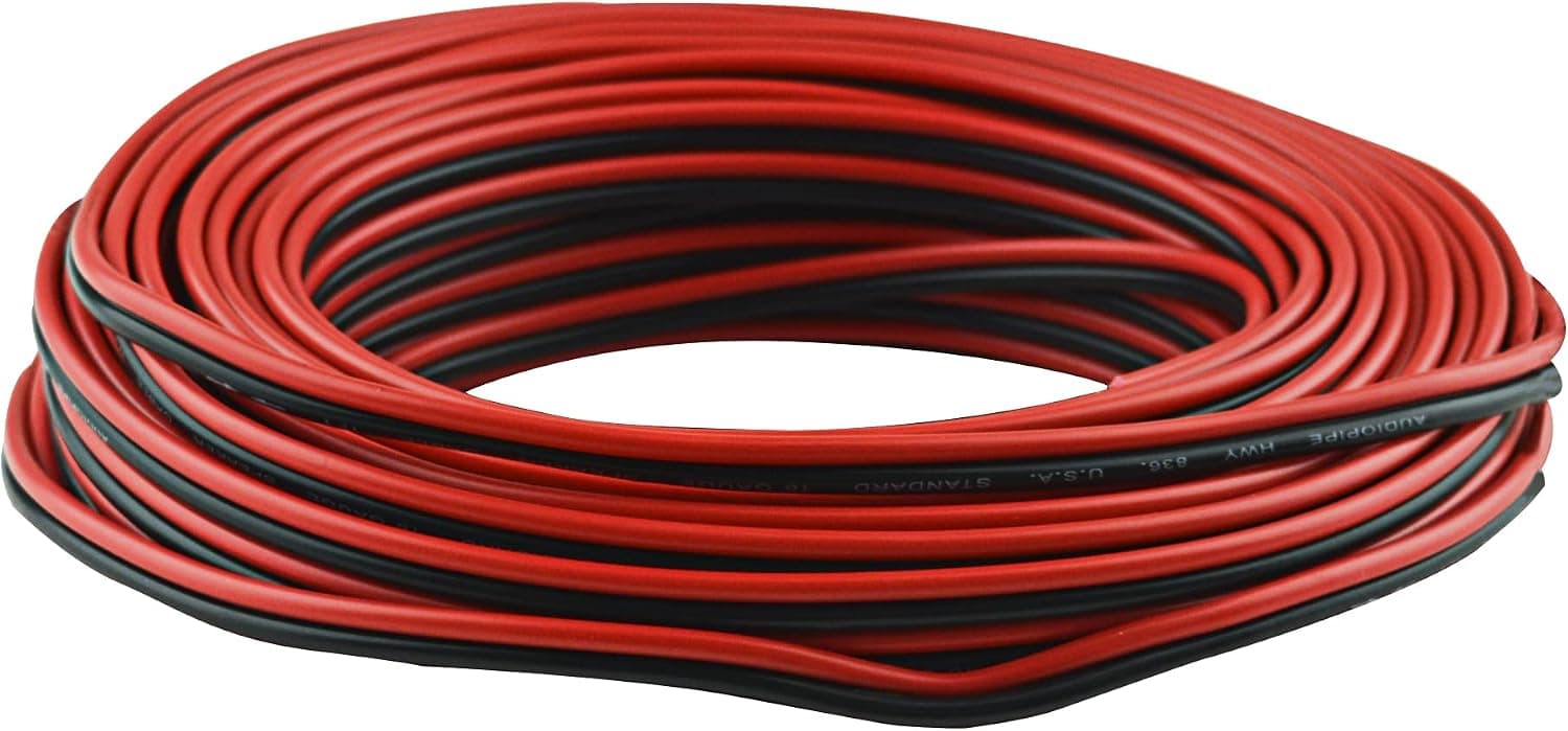 18 Gauge 50' Speaker Wire Copper Clad Red Black Zip Cable 12 Volt Low Voltage