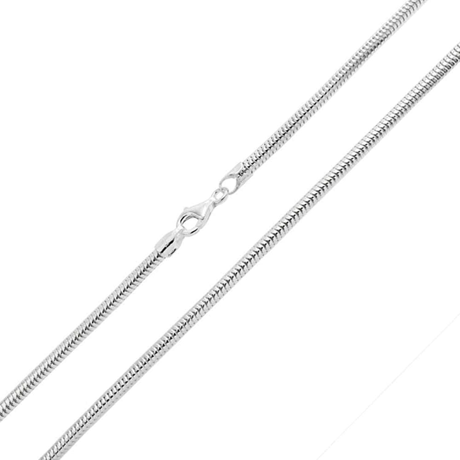 2mm solid sterling silver 925 Italian round SNAKE CHAIN necklace bracelet anklet with lobster claw clasp fits Pandora charms - 15, 20, 25, 30, 35, 40, 45, 50, 55, 60, 65, 70, 75, 80, 85, 90, 95, 100cm