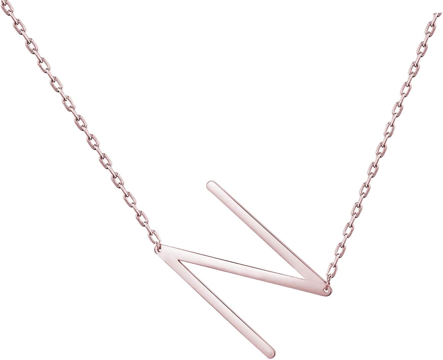 WIGERLON Stainless Steel Initial Letters Necklace for Women and Girls Color Gold and Silver from A-Z