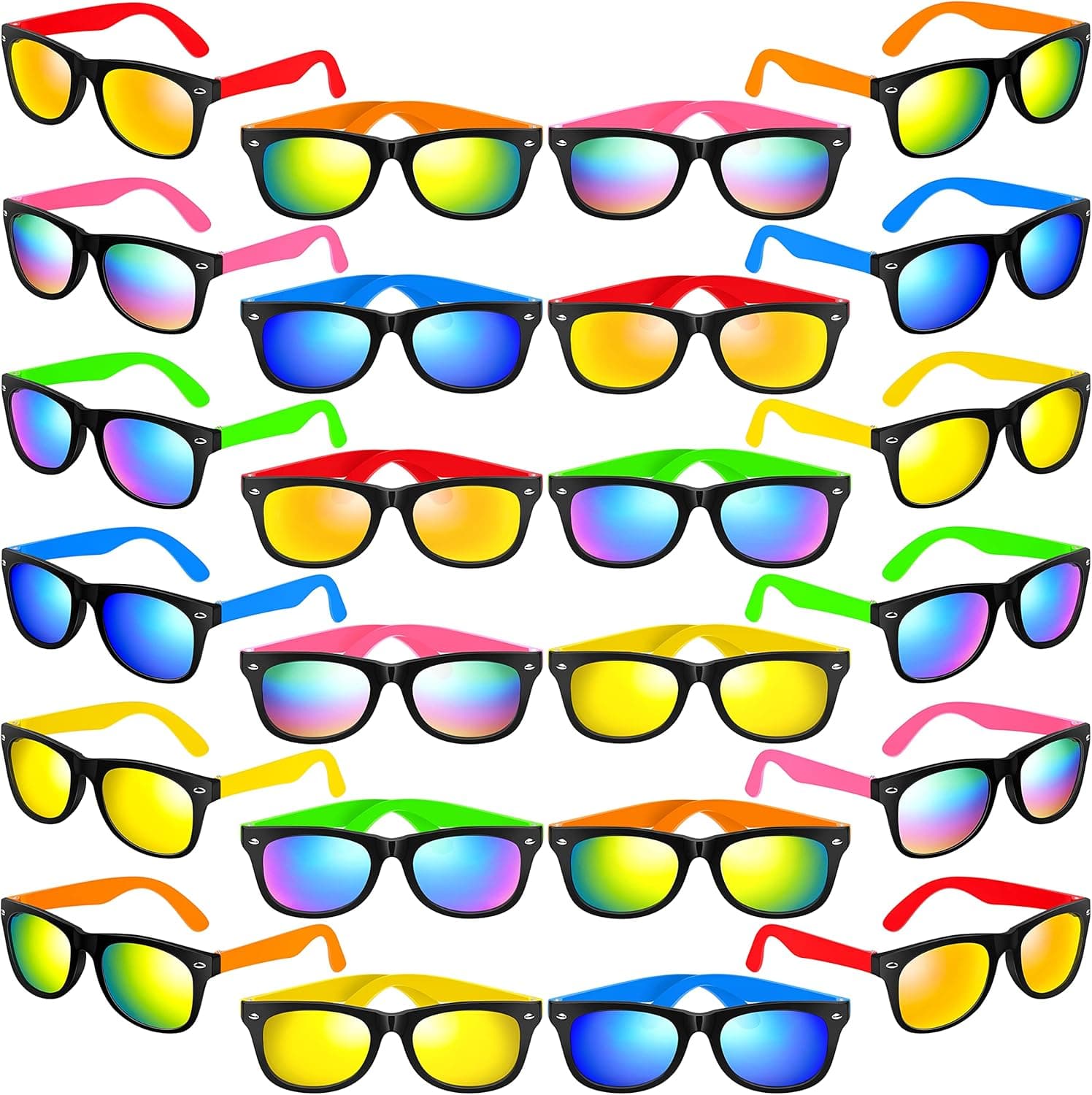Kids Sunglasses Party Favors, 24Pack Neon Sunglasses with UV400 Protection in Bulk for Kids, Boys and Girls, Great Gift for Birthday Graduation Party Supplies, Beach, Pool Party Favors, Fun Gift, Party Toys, Goody Bag Favors