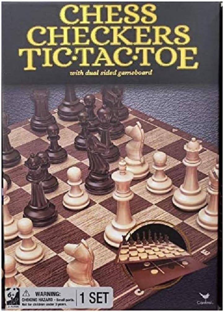 Chess Checkers & Tic Tac Toe with Dual Sided Gameboard