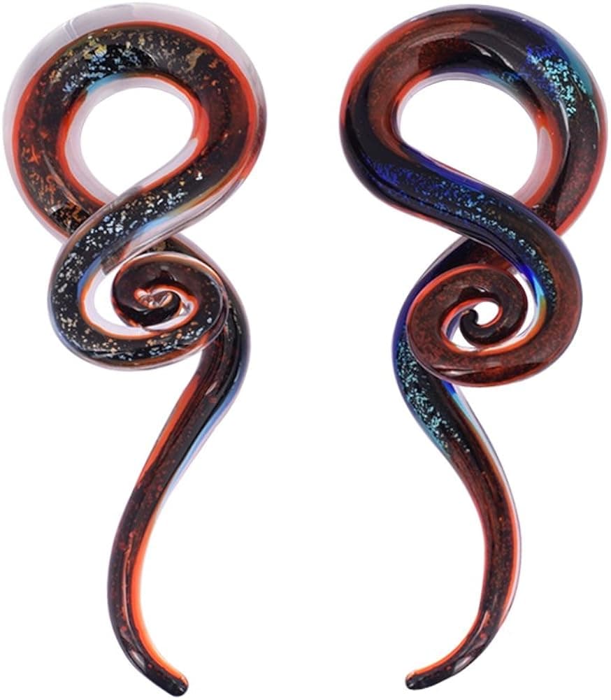 YOFANST Ear Stretching Glass Spiral Tapers Gauges 4g-9/16 inch Blue, Glow in The Dark, Purple, Green, Red