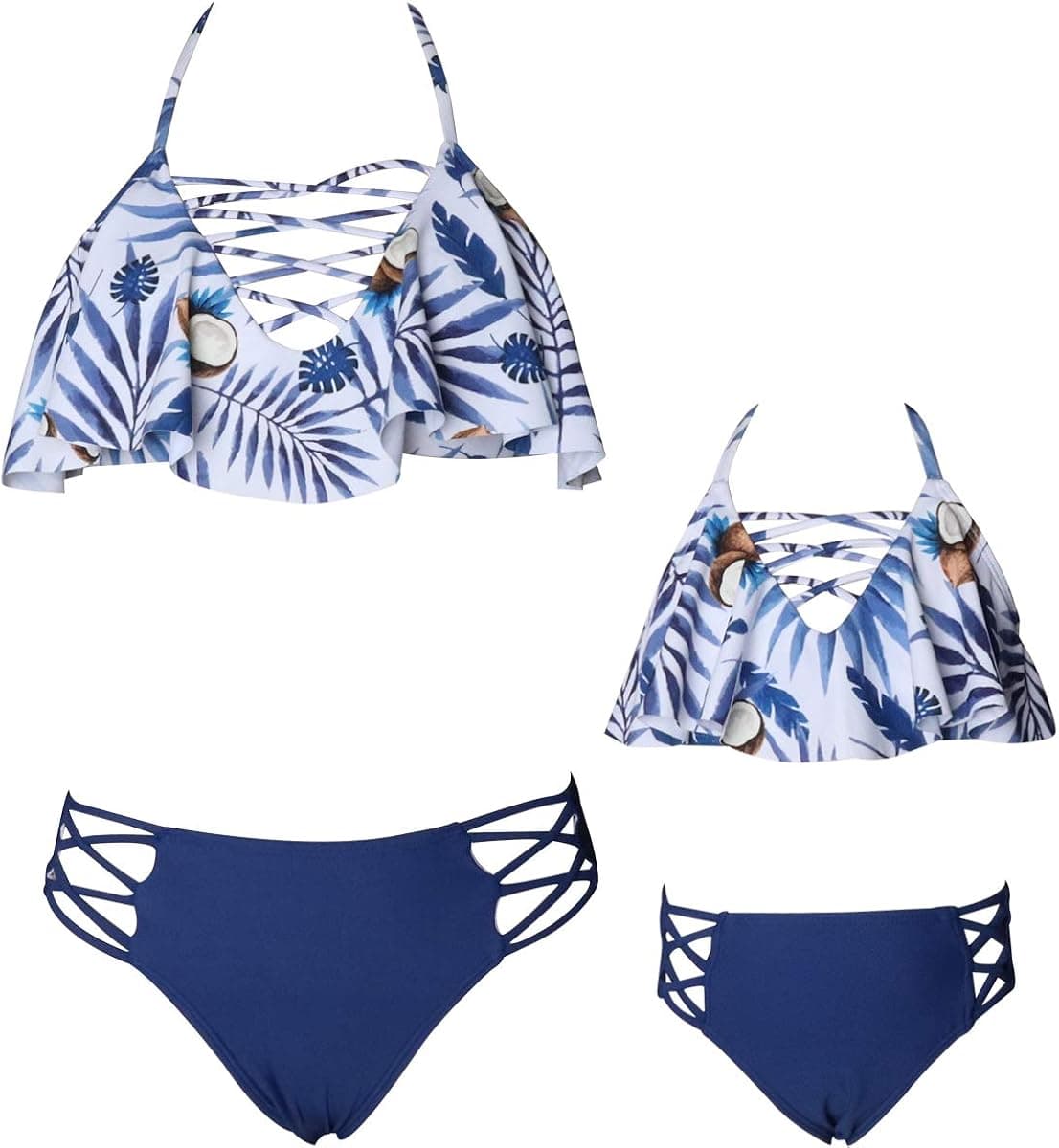 KABETY Girls Swimsuit Two Pieces Bikini Set Ruffle Falbala Swimwear Bathing Suits
