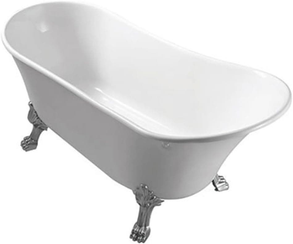 63 In Clawfoot Freestanding Bathtub, Antique Soaking Oval Slipper Bathtub, Gracefully Shaped Tub with Drain and Claw Feet for Bathroom, Acrylic, Black, cUPC Certified (1675W)