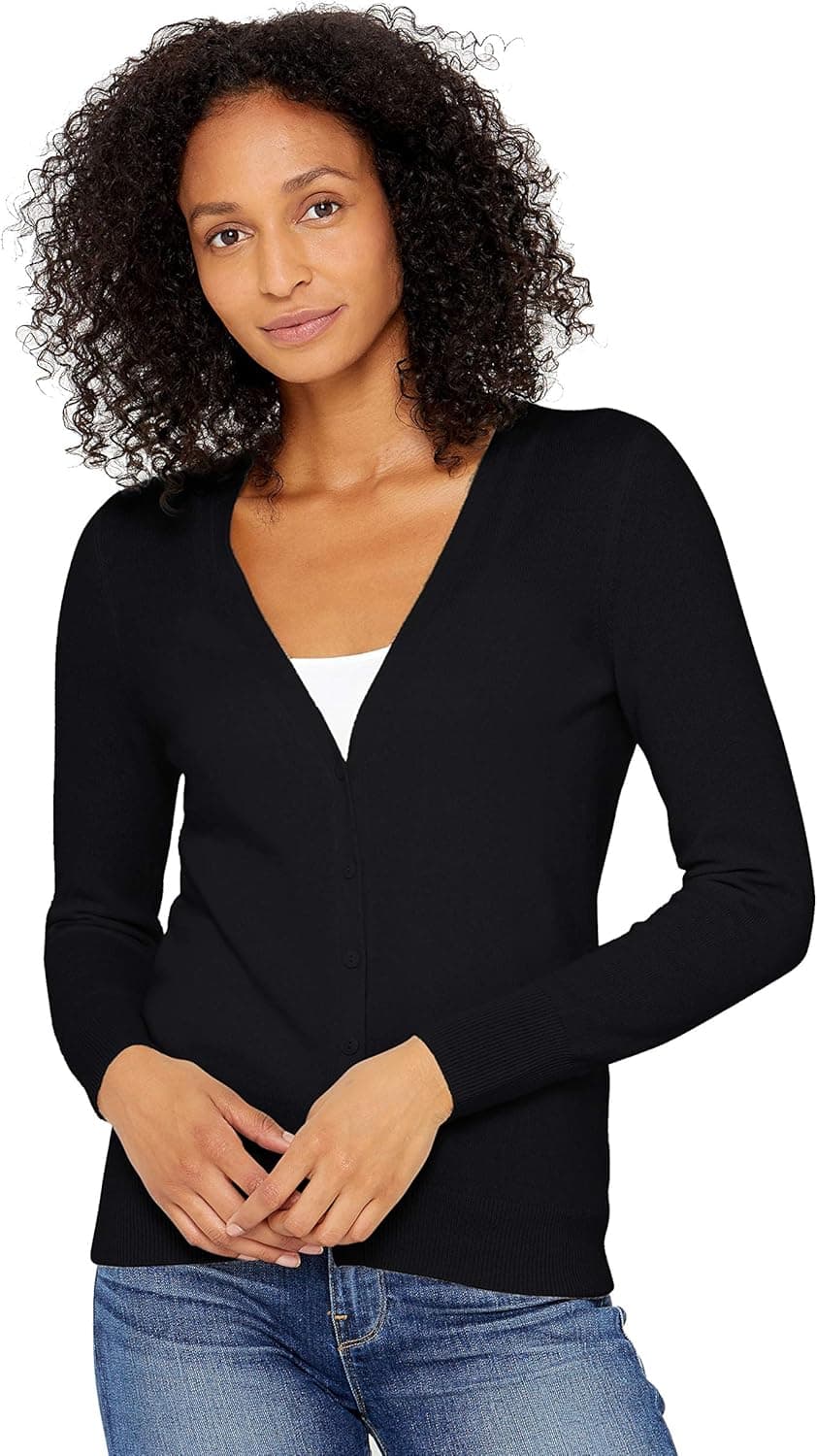 State Cashmere Women's 100% Pure Cashmere Button Front V-Neck Cardigan Long Sleeve Sweater