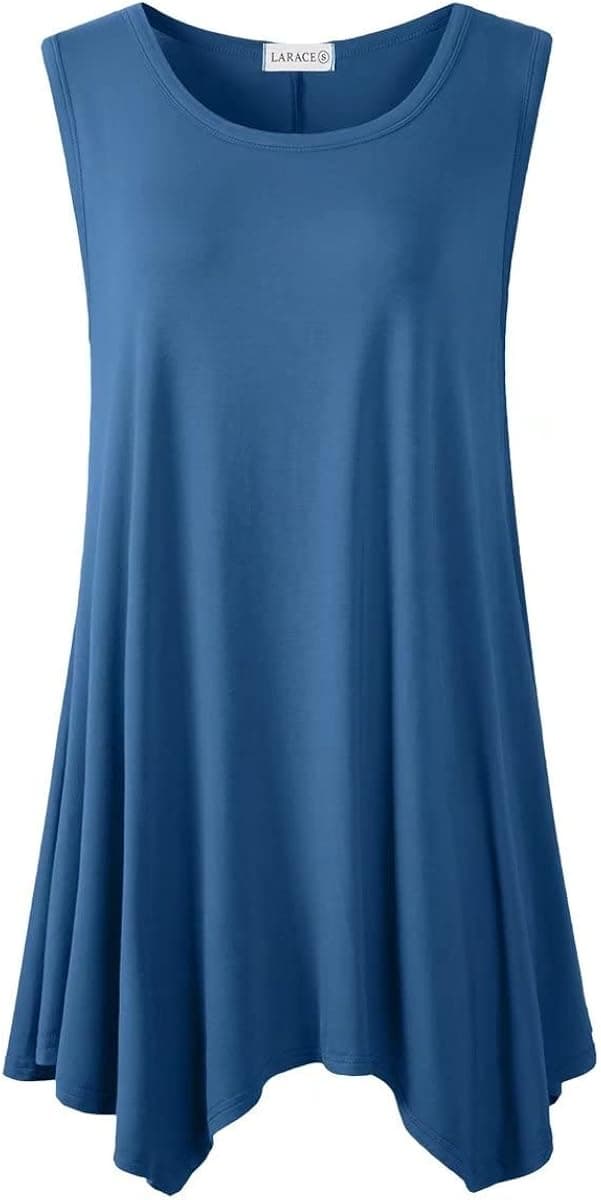 LARACE Women Plus Size Solid Basic Flowy Tank Tops Summer Sleeveless Tunic