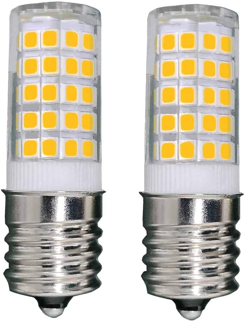 Mjiuzhou E17 Microwave Led Bulb 4W Equivalent to 50W 40W Light Warm White 3000K 490 Lumen AC 110V 120V Mini Refrigerator Bedroom Lamp Pack of 2