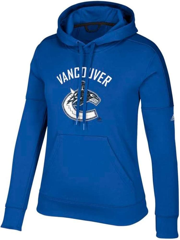 adidas Vancouver Canucks NHL Women's Logo Shine Blue Climawarm Pullover Training Hoodie
