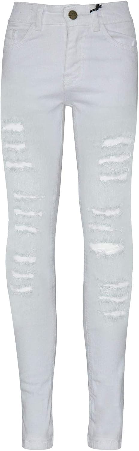 A2Z 4 Kids Girls Denim Ripped Jeans White Blue Comfort Skinny Stretch Jeans Whiteweight Cotton Denim Pants Age 3-14 Years