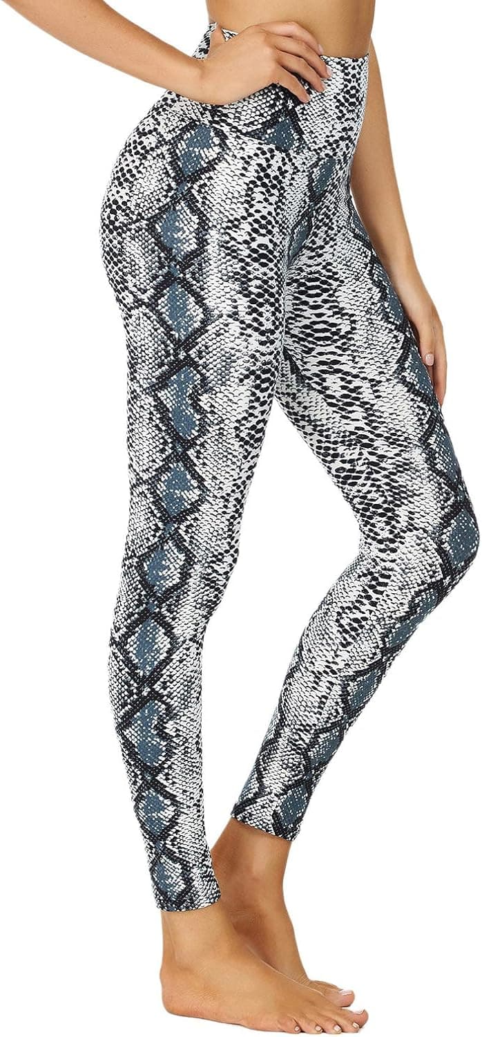 NexiEpoch Women Leggings- High Waist Tummy Control Stretch Pants for Workout, Training (Blue Snake, XX-Large)