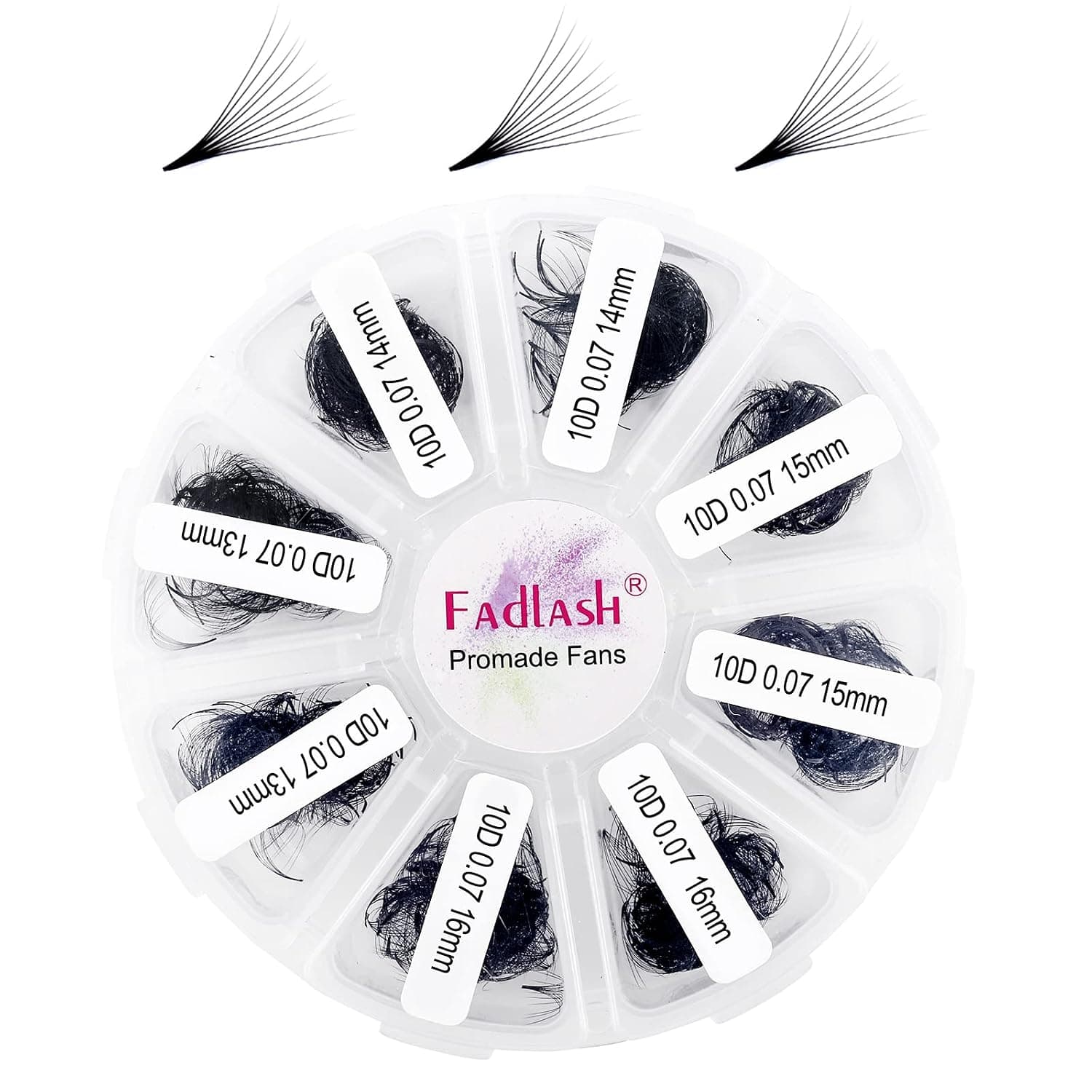 Lash Extension 1000 Fans/Tray Mixed Premade Fans Eyelash Extensions D Curl Promades Eyelash Volume Lash Extensions Loose Fans Pre Made Volume Lashes Pointed Base (10D-0.07D, 13-16mm)