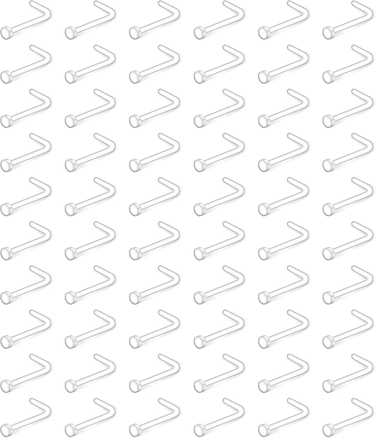 Ruifan 22G Clear Bioflex L Shaped Nose Ring Stud Retainer Body Jewelry Piercing Top Flat 2mm 2.5mm 3mm 20-60PCS