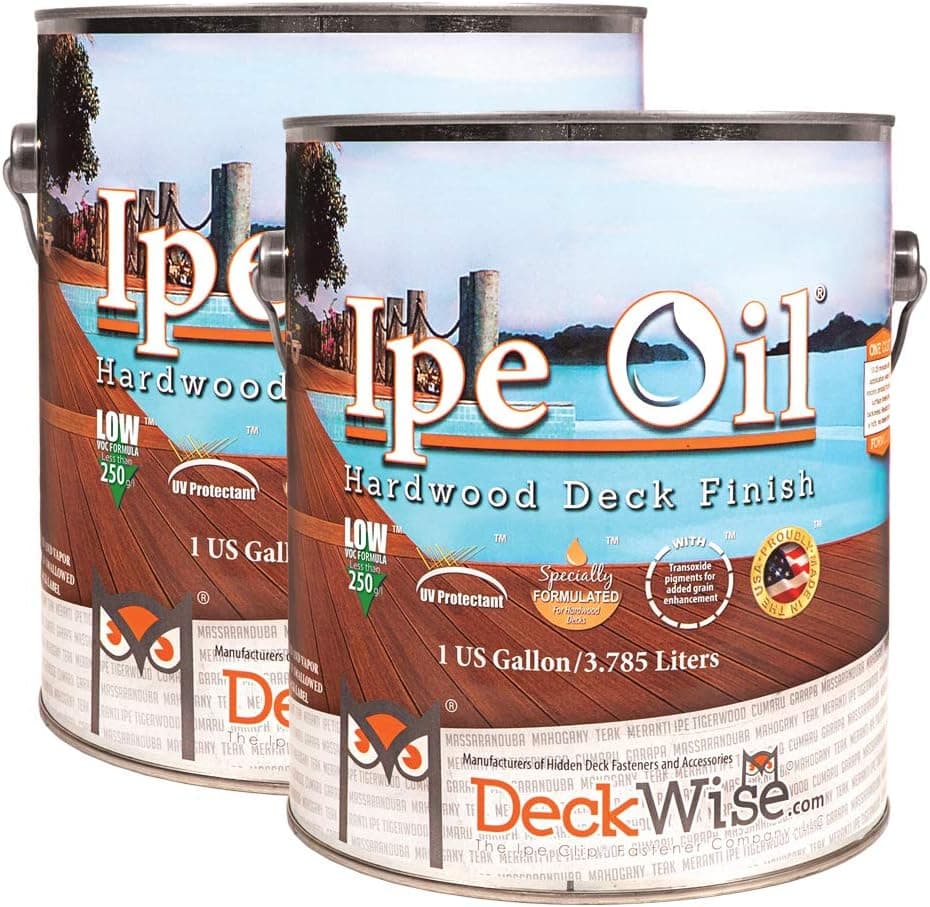 DeckWise Ipe Oil Hardwood Deck Semi-Transparent 250 VOC Natural Finish (Pack of 2, 1-Gallon Each)