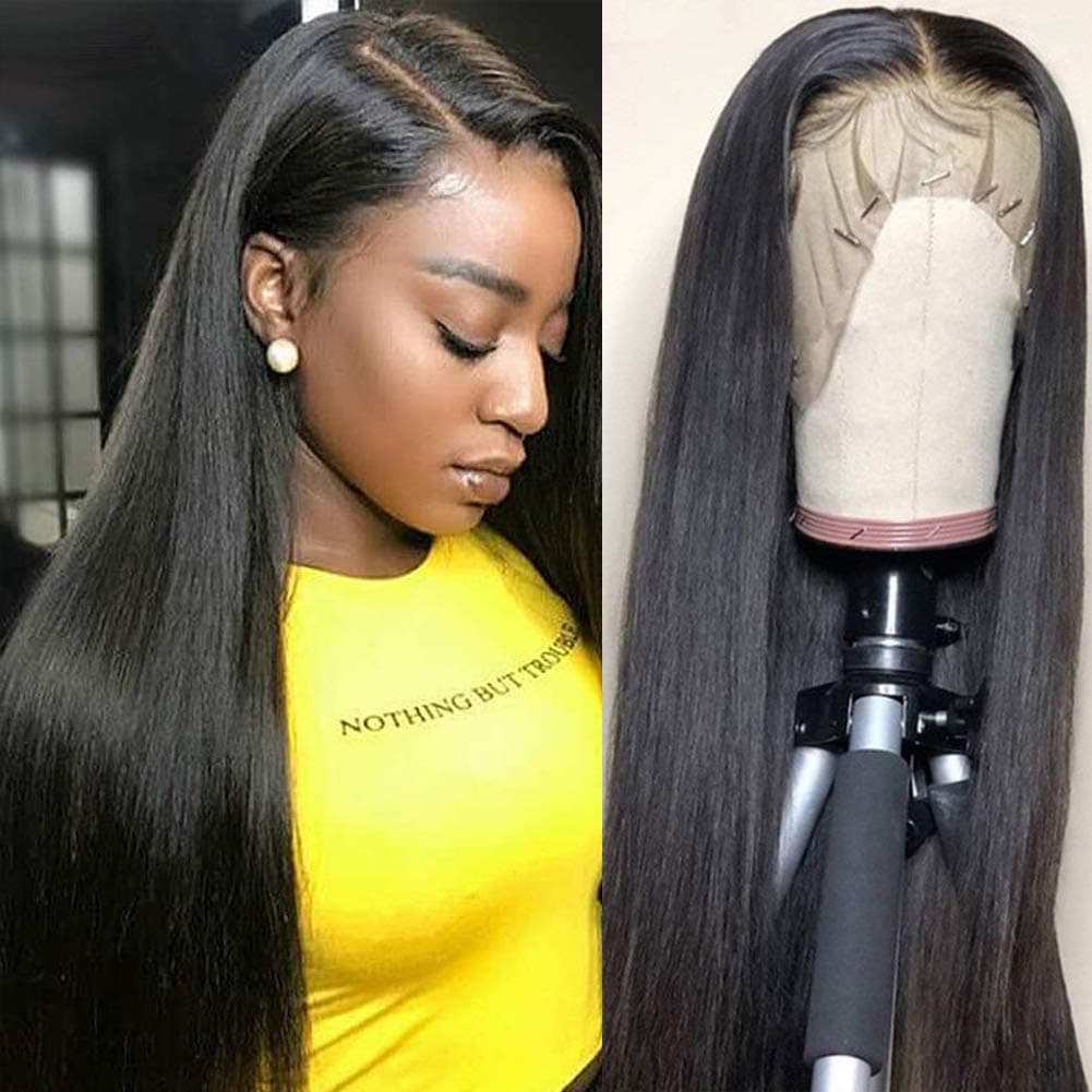 Star Show Lace Front Human Hair Wigs for Black Women 13x6 180% Density Straight hair Lace Front Wigs Human Hair Pre Plucked With Baby Hair (24 inch, 13x6 natural color)