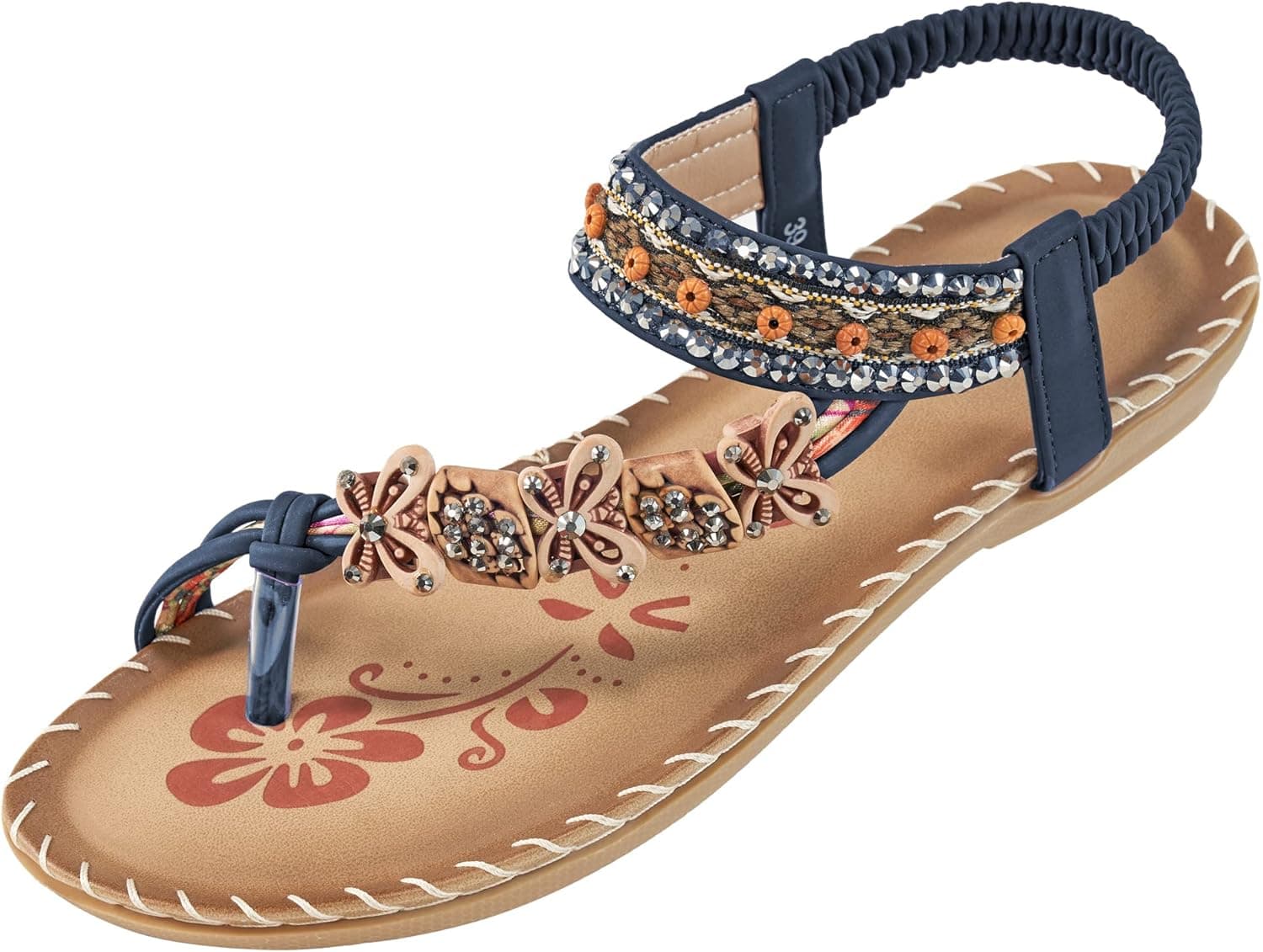 Ablanczoom Womens Sandals Comfort Flats Shoes with Slip on Sandals for Women Casual Summer Dress Shoes Ankle Elastic Bohemian Beach sandals