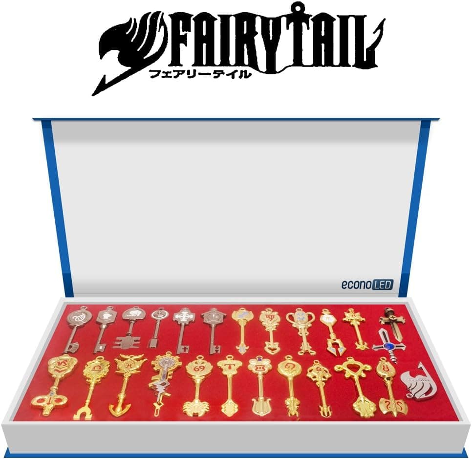 econoLED Fairy Tail, 25Pcs Fairy Tail Lucy Heart Key Chain Celestial Spirit Gate Pendant Set Keychain for Children Kids Christmas Thanksgiving Day Birthday Gifts