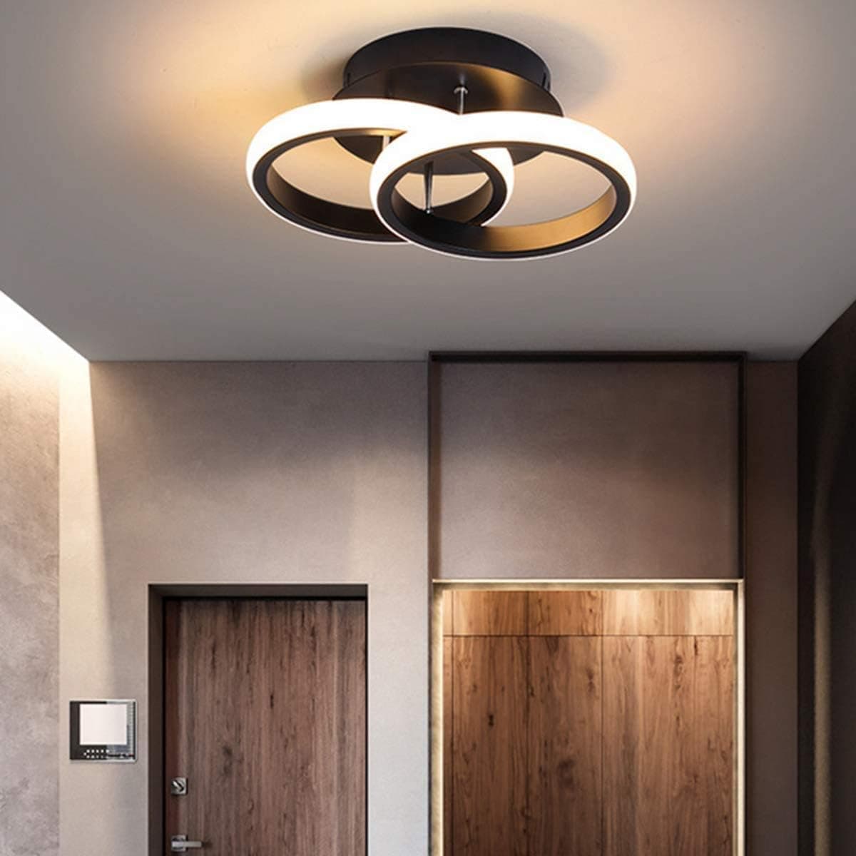 LED Acrylic Ceiling Light Modern Lighting Fixtures Ceiling Lamp for Bedroom Kitchen Loft Aisle Hall Balcony Stair Garden Lighting Fixture,22W Dimmable (Black)