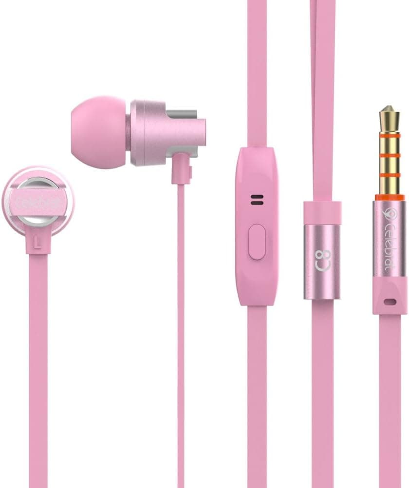 Celebrat C8 Earphones Headphones, High Definition, in-Ear, Noise Isolating for iPhone, iPod, iPad, MP3 Players, Samsung Galaxy, Nokia, HTC, Nexus, BlackBerry etc (with Microphone),Rose Gold