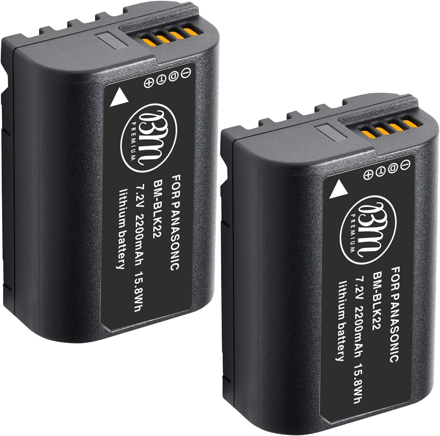 BM Premium 2 Pack of DMW-BLK22 Replacement Batteries for Panasonic Lumix GH5 II, DC-S5, S5 II, S5 IIX Digital Cameras
