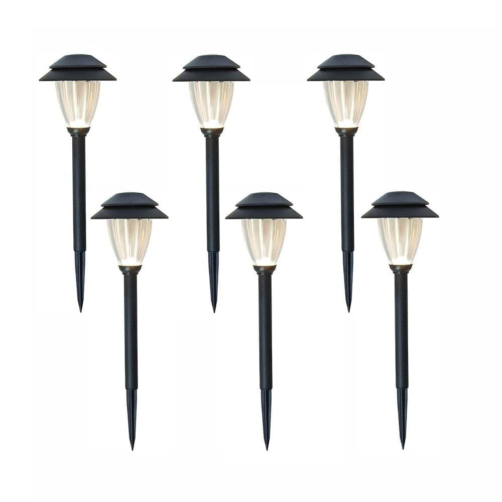 Hampton Bay Low-Voltage Black Outdoor Integrated LED Landscape Path Light Set with Transformer (6-Pack)