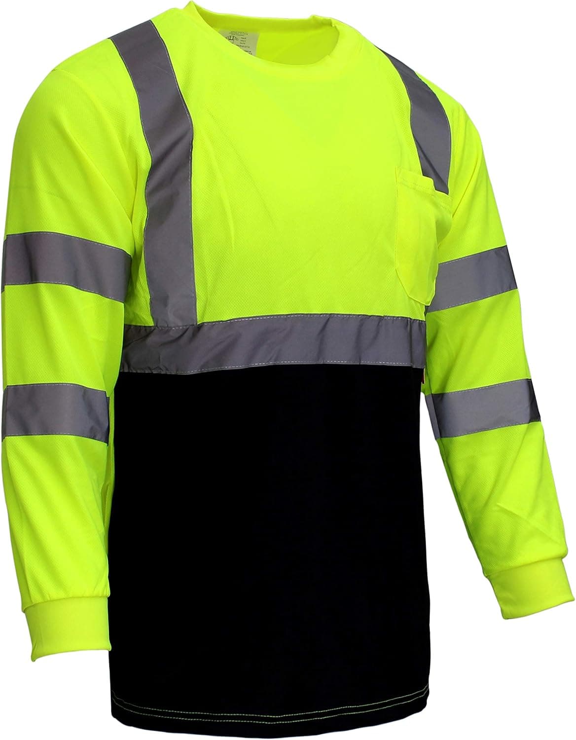 New York Hi-Viz Workwear NY BFL8712 High-Visibility Class 3 T Shirt with Moisture Wicking Mesh Birdseye, Black Bottom (Small, Green)