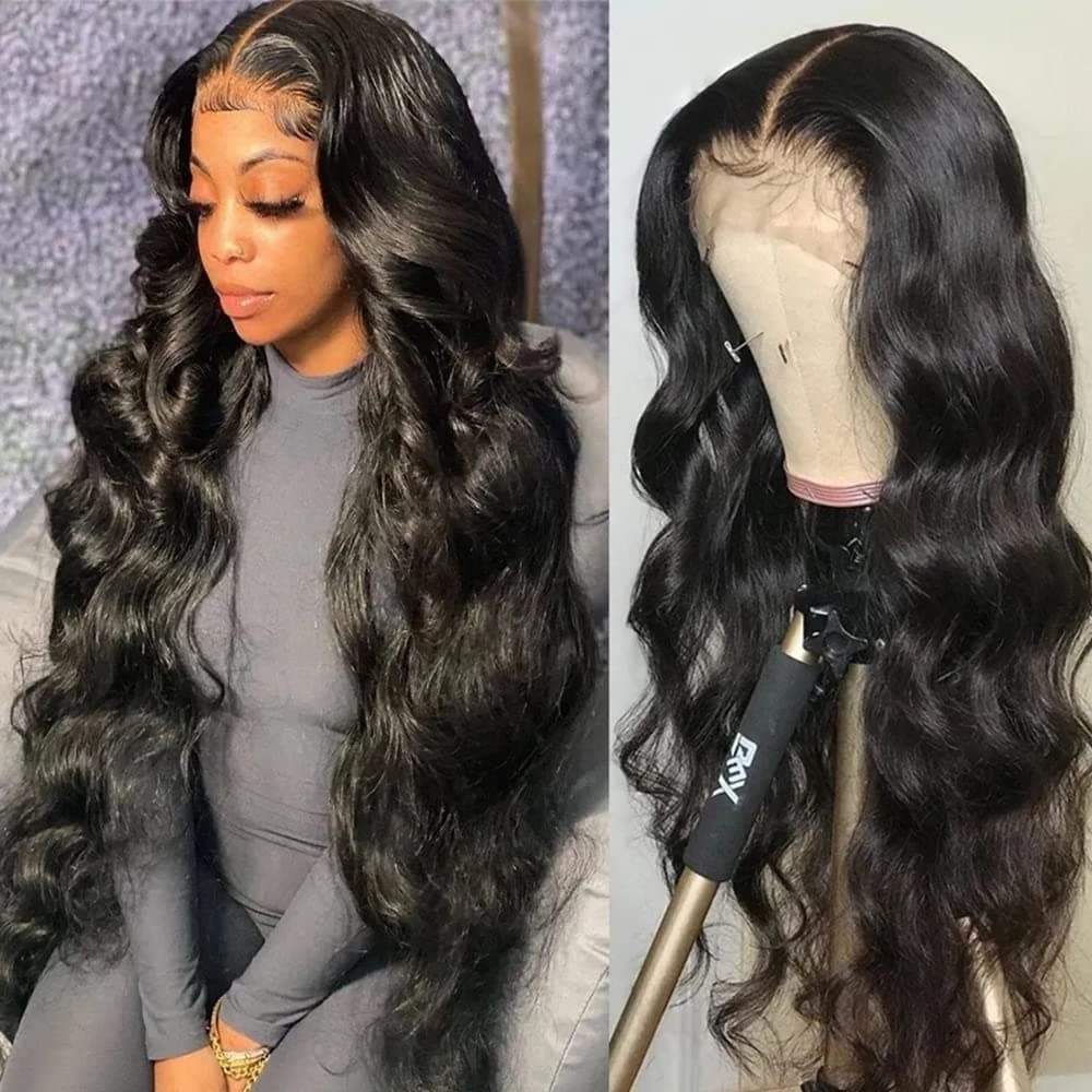 Imeya 20 Inch Body Wave Lace Front Human Hair Wigs 13x6 HD Transparent Lace Pre Plucked Glueless Wig 150% Density Brazilian Remy Human Hair Wig with Baby Hair Natural Hairline Long Wavy Wig for Women
