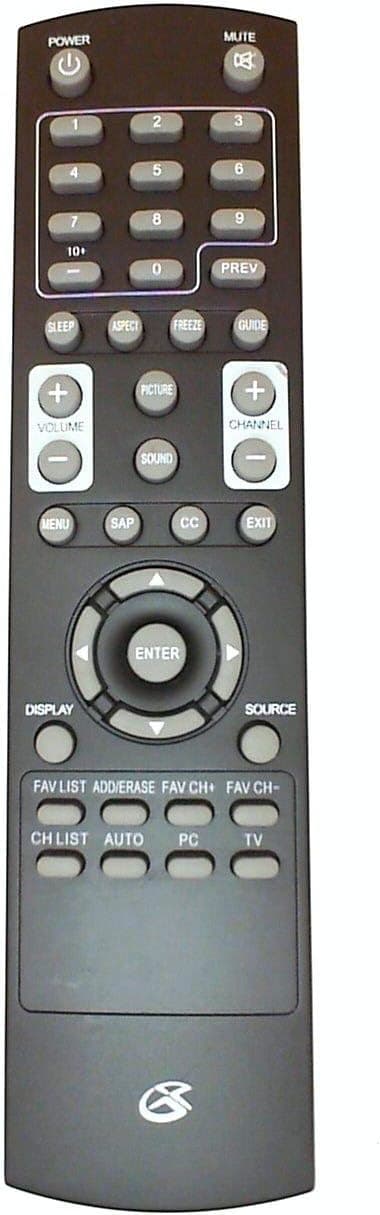 GPX TV DVD Replacement Remote Control TE 2480