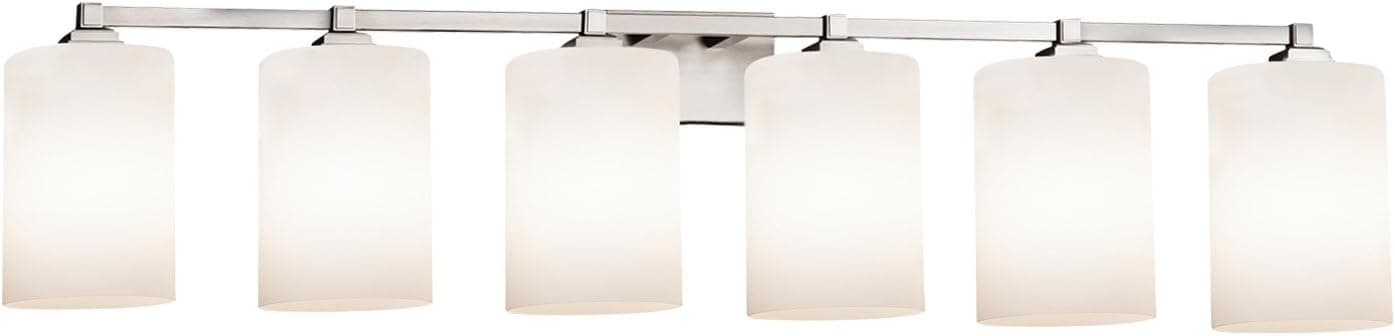 Justice Design Group Lighting FSN-8436-10-OPAL-NCKL Fusion Regency 6-Light Bath Bar, Brushed Nickel