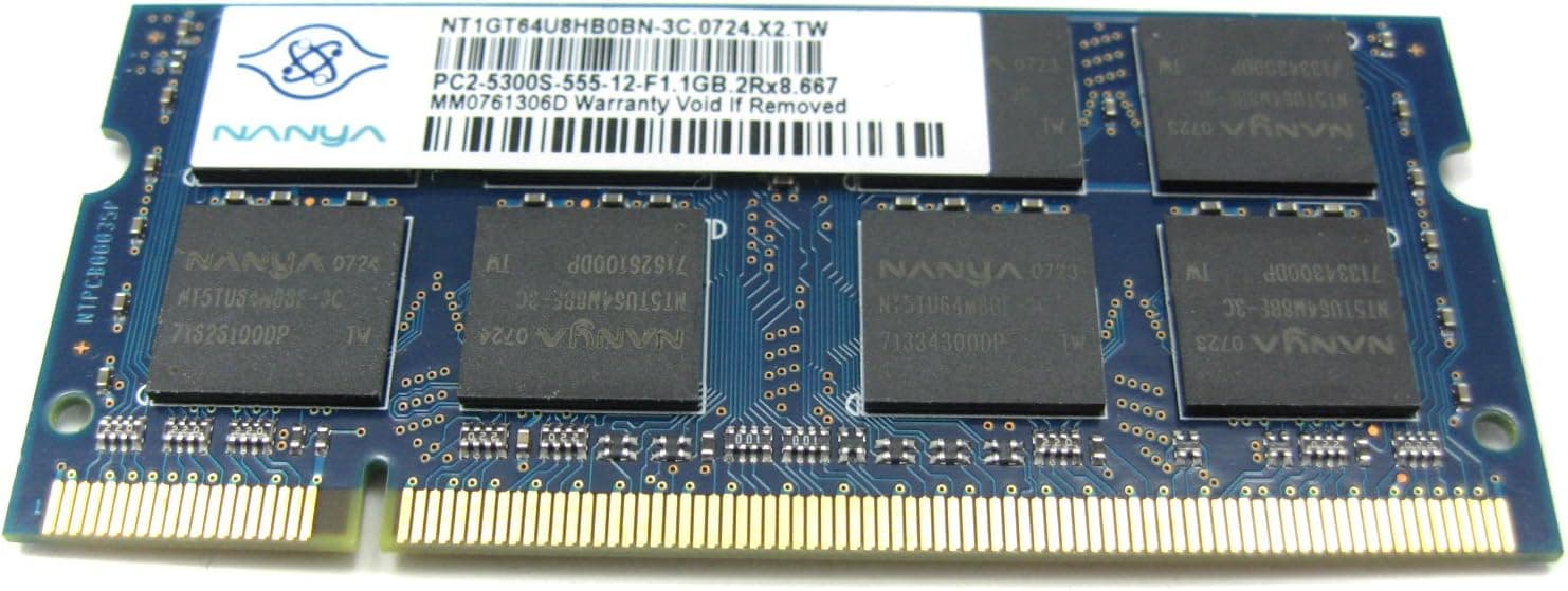 HP 598861-001 1GB, 800MHz, PC2-6400, SDRAM Small Outline Dual In-Line Memory Module (SODIMM)