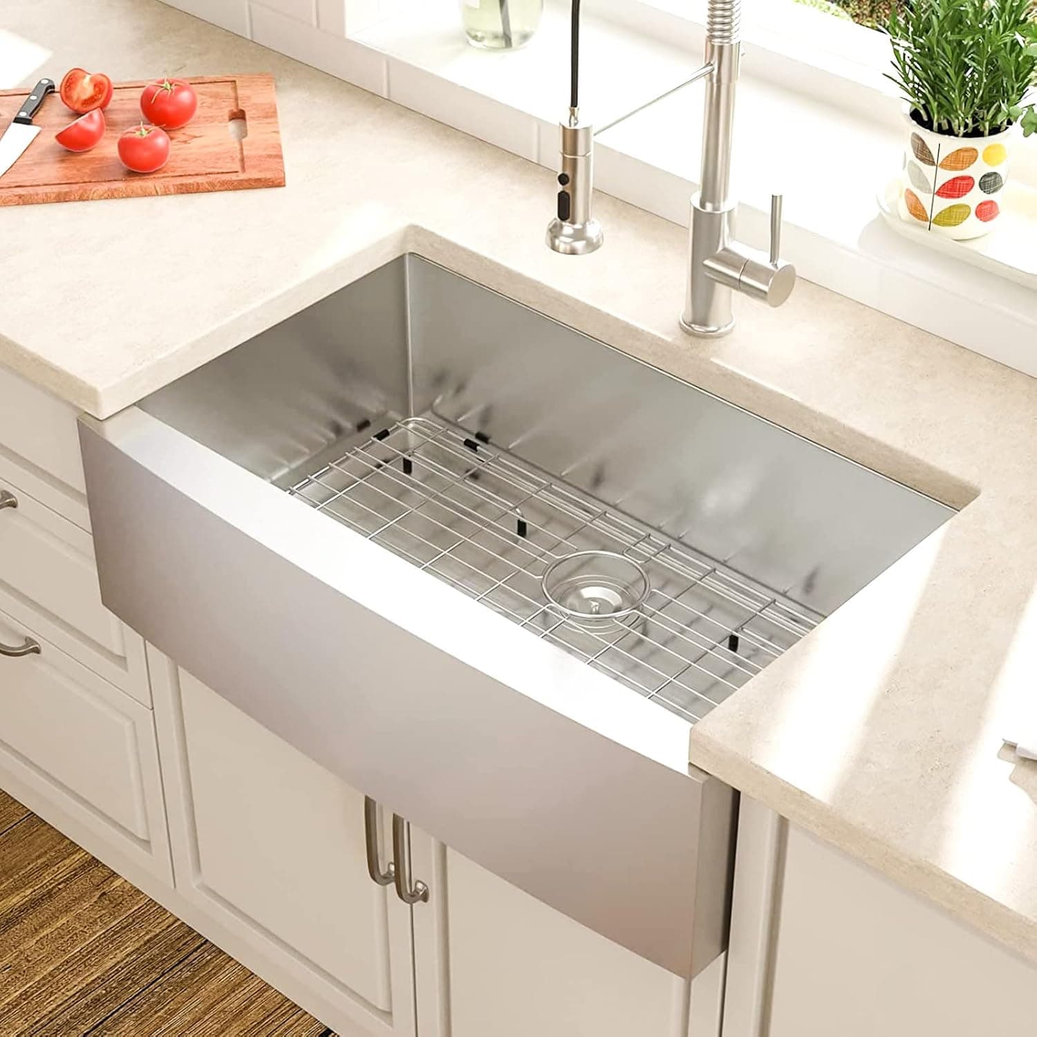 Lordear Stainless Steel Farmhouse Kitchen Sinks 30 Inch Single Bowl Apron Front Farm Sinks 16-Gauge Undermount Farmhouse Kitchen SInks